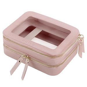 Double Layer Makeup Bag For Women Portable Clear Makeup Bag Cute Waterproof😃